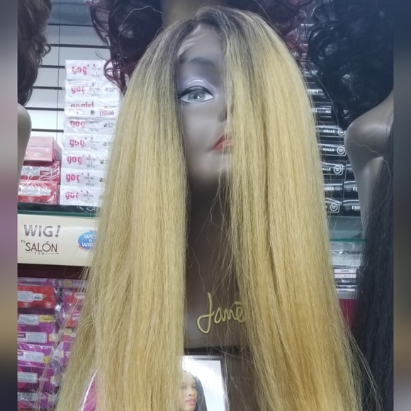 New Born Free Blonde Ombre Wig Magic Lace Front Curved Part Heat Safe Straight - Picture 2 of 9
